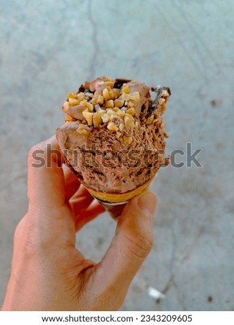 Bites on ice cream waffle cone chocolate 