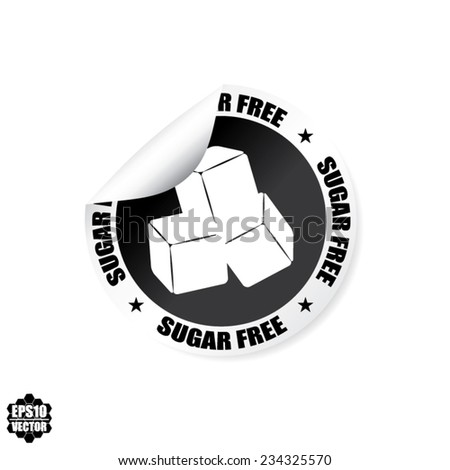 Sugar Free Text And Cube Sugar Sign On Black Label, Stamp, Sticker and Symbol On White Background : Vector