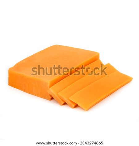 Red Cheddar cheese 45% on a white background Royalty-Free Stock Photo #2343274865