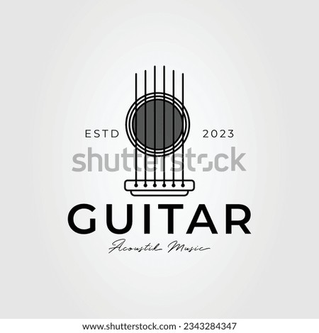 string guitar acoustic logos or electric bass logo vector illustration design
