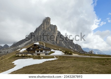 beautiful landscape at Passo di Giau in the Dolomites Italy