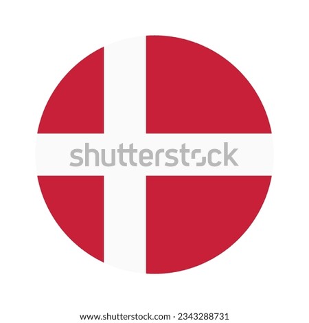 The flag of Denmark. Flag icon. Standard color. Circle icon flag. Computer illustration. Digital illustration. Vector illustration.