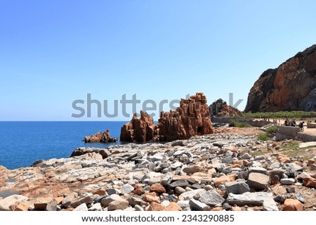 the Red Rocks (called "Rocce Rosse") in Arbatax, Sardinia, Italy, Europe
