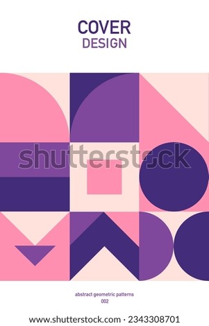 Abstract modern art pattern of geometric bauhaus shapes in the vertical. Use the pattern design as a cover, or use it to make a postcard or poster. 
