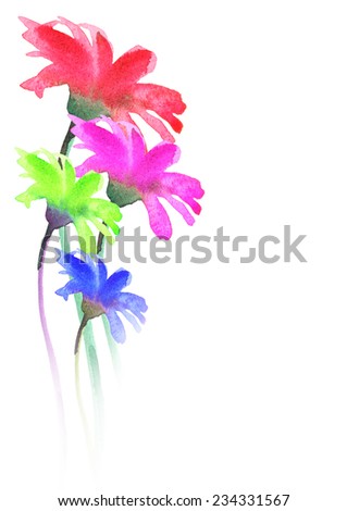 flower watercolor hand-painted, isolated on white