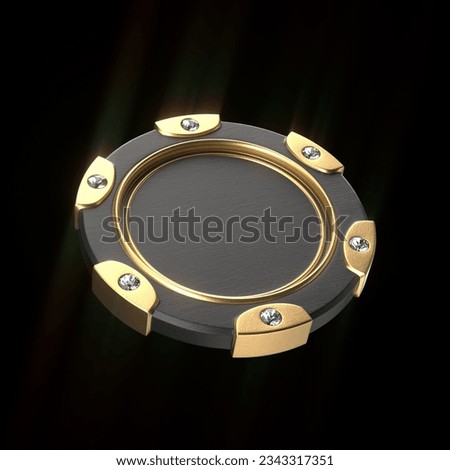 Luxurious Casino Chip: Black Matte, Gold, and Gemstones Royalty-Free Stock Photo #2343317351