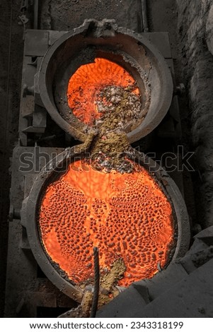 Tank with liquid metal at the steel mill Royalty-Free Stock Photo #2343318199