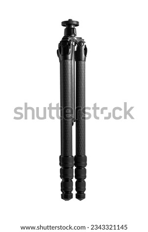 Modern carbon tripod. Lightweight portable stand for photo or video camera. Tripod for spyglasses and telescopes. Isolate on a white background.
