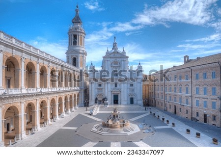 Piazza della Madonna and the Sanctuary of the Holy House of Loreto in Italy. Royalty-Free Stock Photo #2343347097