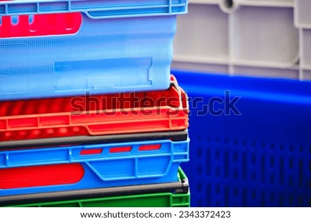 Colorful plastic boxes, logistic concept