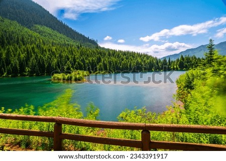 beautiful landscape of Gold Creek Pond in Summer with long exposure. 