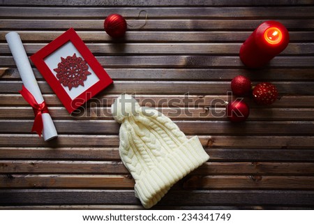 Holiday still life on wooden table
