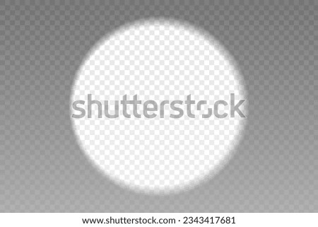 Round shadow. Spotlight mockup, lamp or lantern rays. Shadow overlay effect. Applicable for mockups. Vector illustration Royalty-Free Stock Photo #2343417681