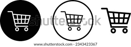 Shopping cart vector icons set, flat design. Isolated on white background. Collection of web icons for online store, from various cart icons in various shape. Royalty-Free Stock Photo #2343423367