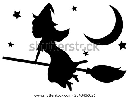 Witch black and white clipart