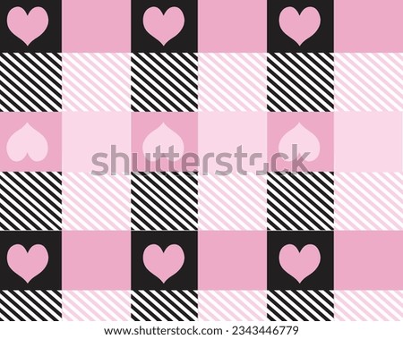 pink and black plaid with heart print