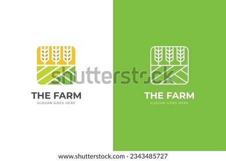 agriculture logo design for agronomy, wheat farm, rural country farming field, natural harvest Royalty-Free Stock Photo #2343485727