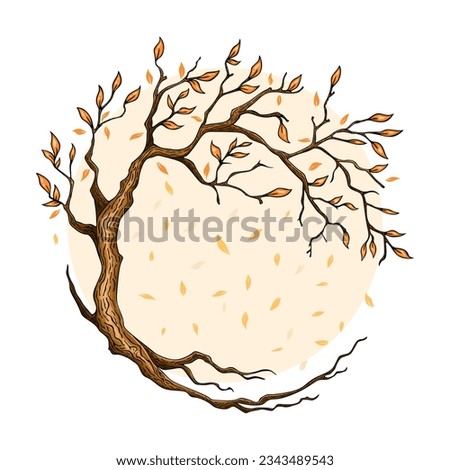 Four seasons - autumn. Circle Tree