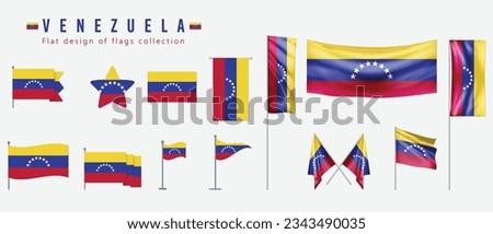 Venezuela flag set, flat design of flags collection Royalty-Free Stock Photo #2343490035