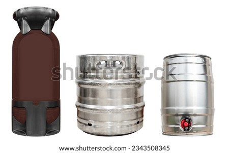 Collection set keg beer packaging isolated on white background with clipping path Royalty-Free Stock Photo #2343508345