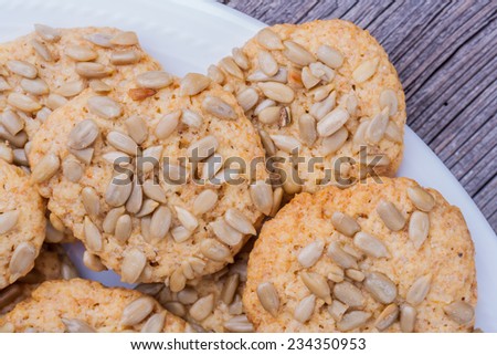 homemade oat cookies with sunflower seeds