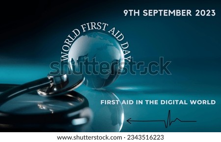 World First Aid Day.Vector illustration.Global observance held on  09 September 2023.The theme of this year's world first aid day is 'First Aid in the Digital World'