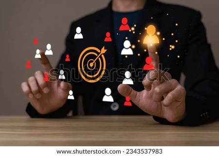 Population sampling for business research, concept. marketing goals, customer care services, customer relationship management (CRM), market segmentation, big data discovery, access personal data. Royalty-Free Stock Photo #2343537983