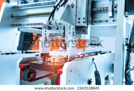 automatic pneumatic on industrial machine,automation compressed air factory production Royalty-Free Stock Photo #2343538845
