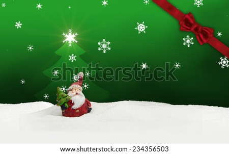 greeting card santa clause snow green
