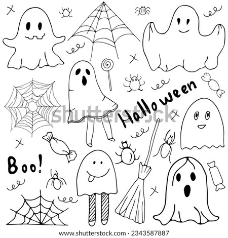 Halloween clip art set in doodle style.