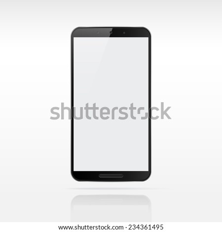 Modern touchscreen cellphone tablet smartphone isolated on light background.  Empty screen