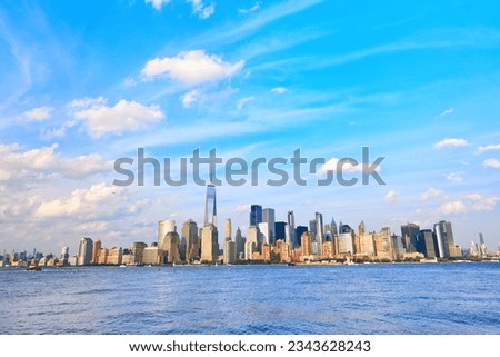 Manhattan financial district over Hudson River, New York City