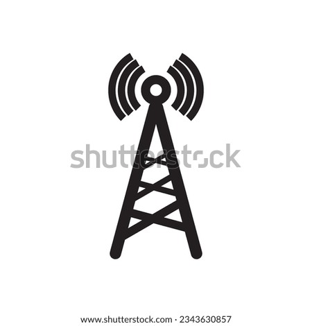 Radio tower or Wireless cellular, cell signal or radio network icon. Linear style. Transmitter Icon. Cell phone tower vector icon