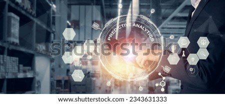Predictive analytics, business intelligence, data analysis and visualization concept. Machine learning, artificial intelligence (AI) and statistical model for predictions future outcomes, performance. Royalty-Free Stock Photo #2343631333