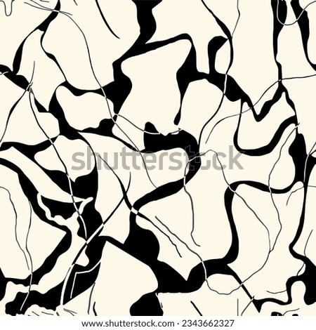 Seamless line pattern with hand drawn doodle background in black and white colors. Royalty-Free Stock Photo #2343662327