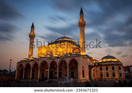 Sunset long exposure. Konya Sultan Selim Mosque. Royalty-Free Stock Photo #2343671321