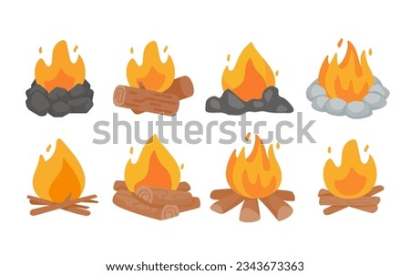 Camping Bonfire Collection Tree branches made of firewood for a camping fire. Royalty-Free Stock Photo #2343673363
