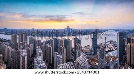 Aviation photography of the urban architectural skyline in Chang