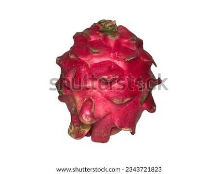 Dragon fruit or Hylocereus polyrhizus is a tropical fruit that comes from a type of cactus from the Selenicereus and Hylocereus genera. Isolated on white background.
