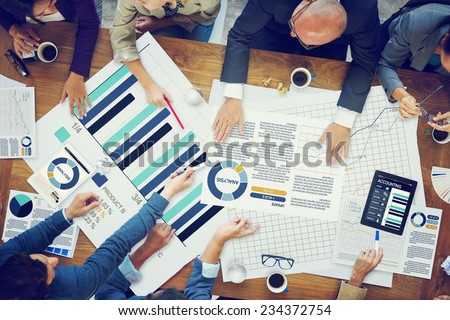 Business People Meeting Planning Analysis Statistics Brainstorming Concept Royalty-Free Stock Photo #234372754