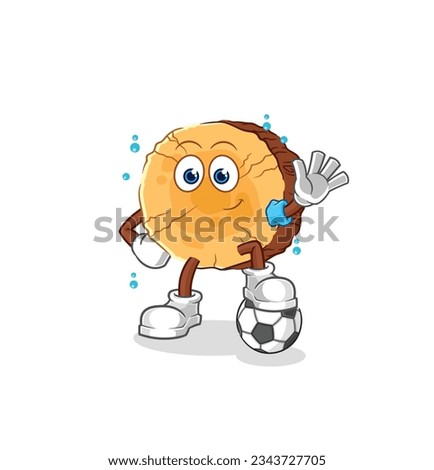 the round log playing soccer illustration. character vector