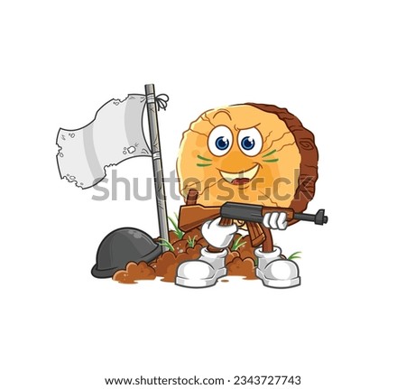 the round log army character. cartoon mascot vector