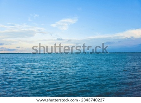 River with white beautiful cloud on blue sky