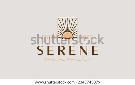 Sunset Wave Monoline Logo Template. Universal creative premium symbol. Vector illustration. Creative Minimal design template. Symbol for Corporate Business Identity