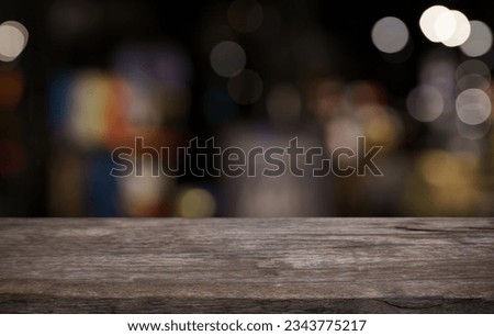 Empty wood table top and blur of out door garden background Empty wooden table space for text marketing promotion. blank wood table copy space background Royalty-Free Stock Photo #2343775217