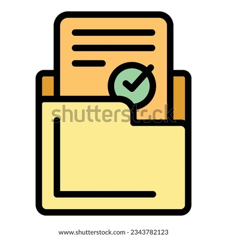 Study folder icon outline vector. Education office. Public student color flat