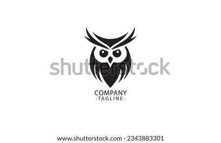 Simple and Modern owl black Logo for company white background	
