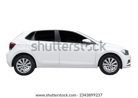 Passenger car isolated on a white background, with clipping path. Full Depth of field. Focus stacking, side view.  Royalty-Free Stock Photo #2343899237