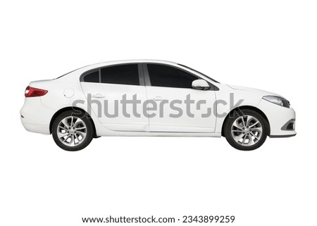Passenger car isolated on a white background, with clipping path. Full Depth of field. Focus stacking, side view.  Royalty-Free Stock Photo #2343899259