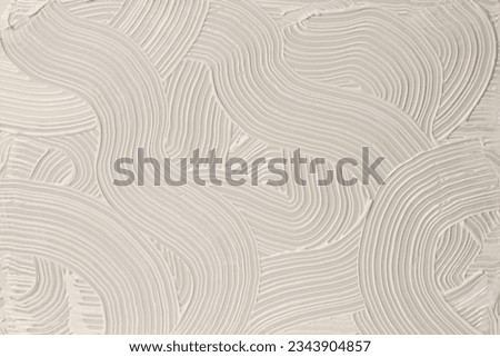 Abstract white and beige color oil and acrylic wave painting wall. Canvas relief hand drawn grunge texture background.